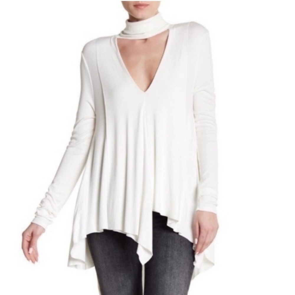 Free People White Uptown Choker Swing Top Women’s Medium Effortless Flowy Boho